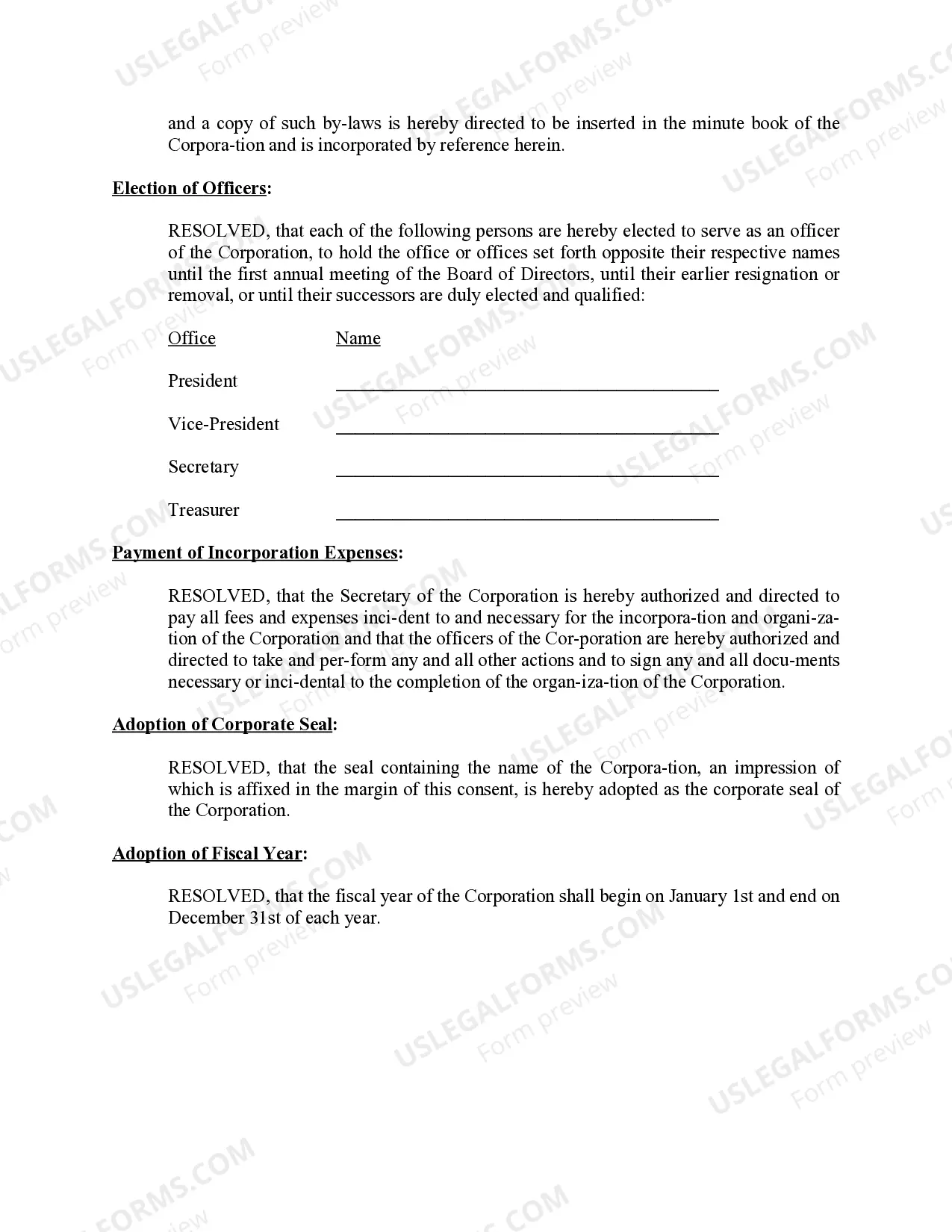 Preview Minutes for Organizational Meeting