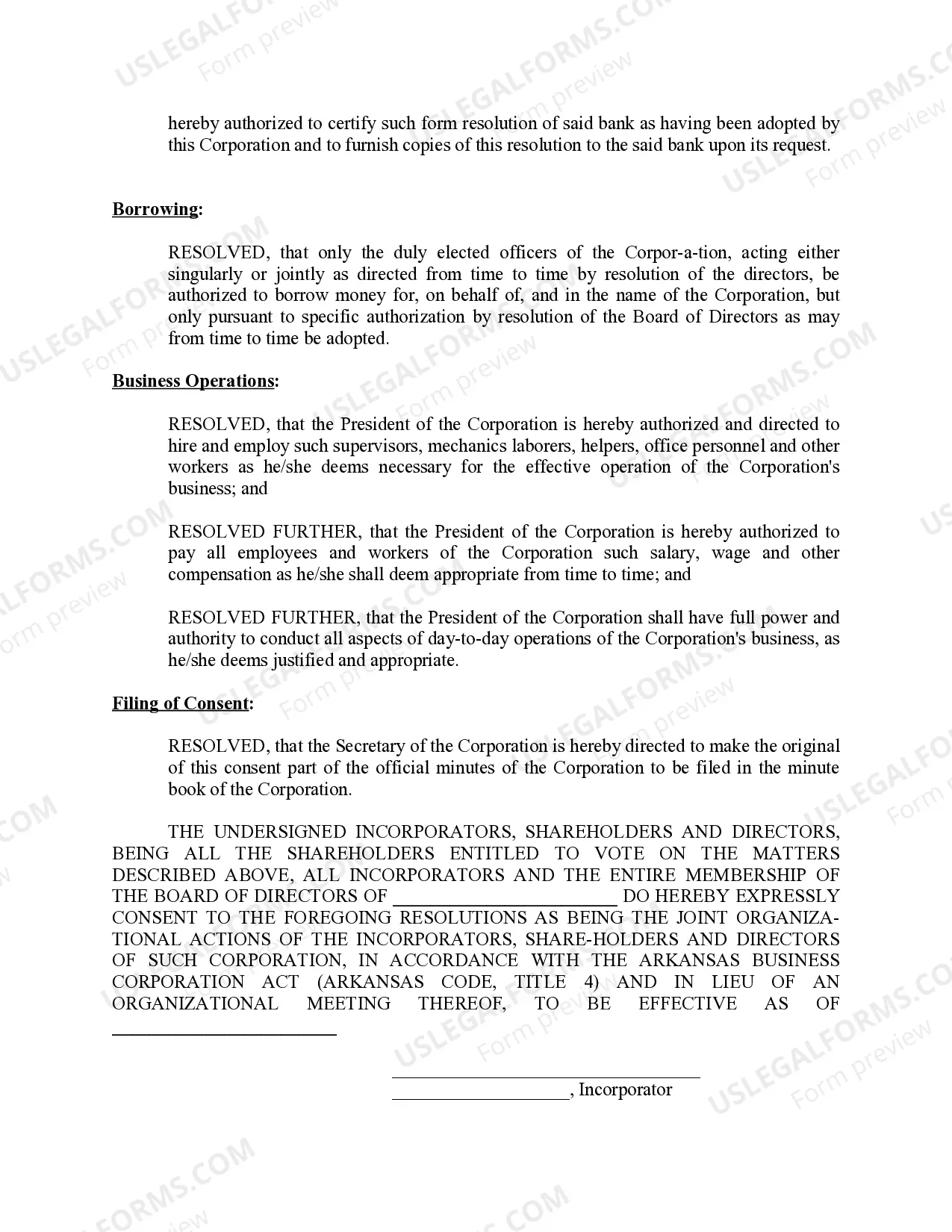 Preview Minutes for Organizational Meeting