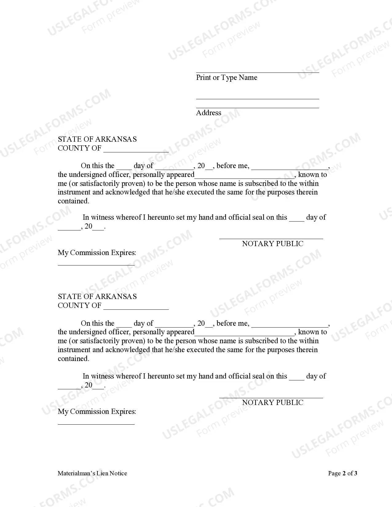 Preview Materialman's Lien Notice - General