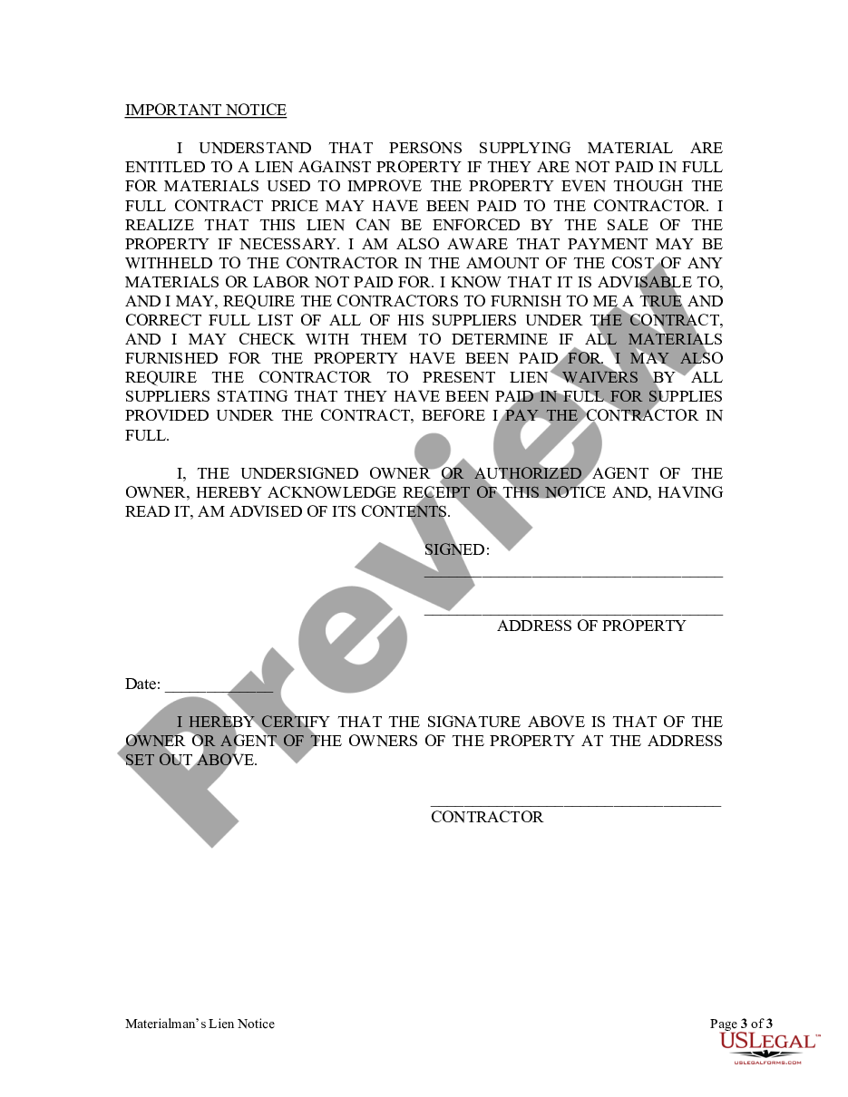 page 2 Materialman's Lien Notice - Electrical preview