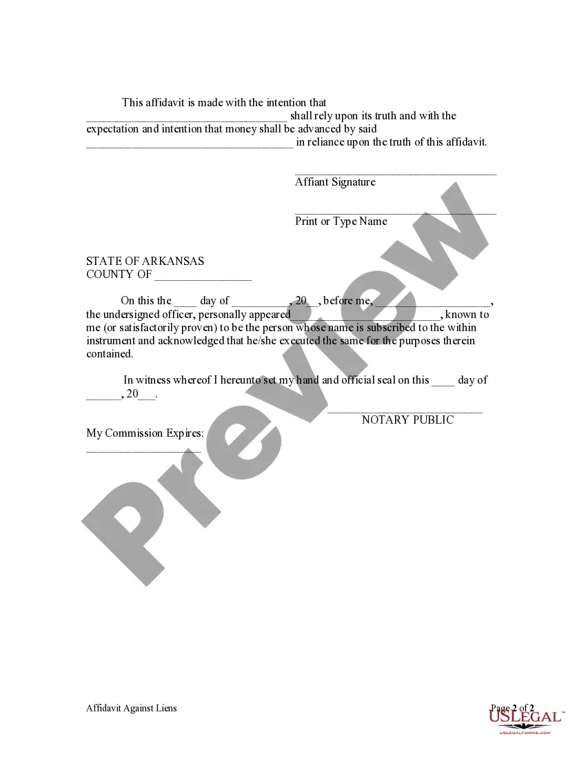 Preview Owners Affidavit of No Liens