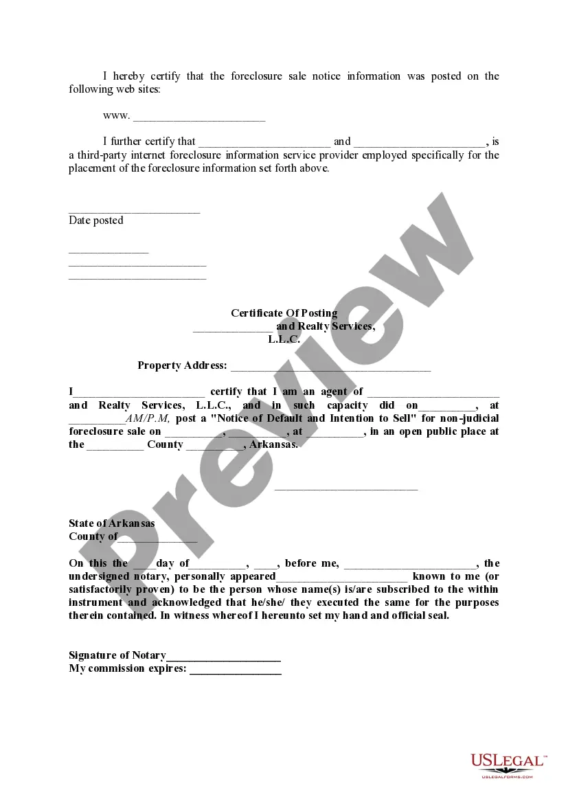 Preview Affidavit of Mailing and Compliance With Statutory Notice RequirementsPursuant to Arkansas Code Annotated------, et seq.
