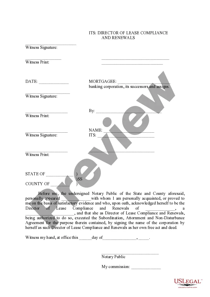Preview Subordination, Attornment And Non-Disturbance Agreement