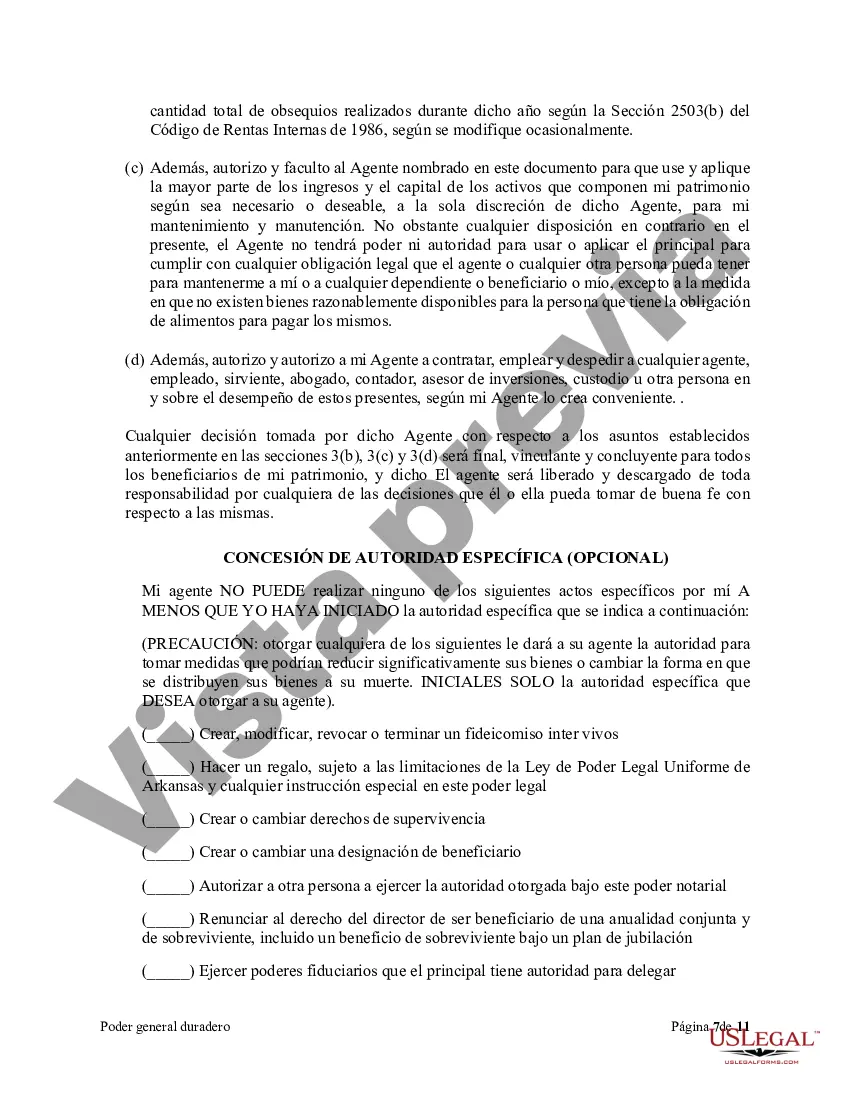 Preview Poder general duradero para la propiedad y las finanzas o efectivo financiero en caso de incapacidad