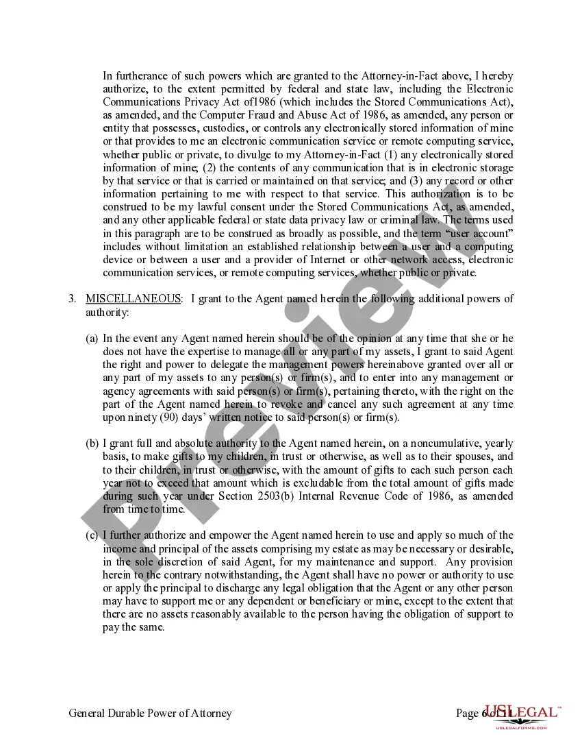 Preview General Durable Power of Attorney for Property and Finances or Financial Effective upon Disability