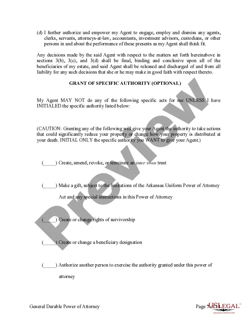 Preview General Durable Power of Attorney for Property and Finances or Financial Effective upon Disability