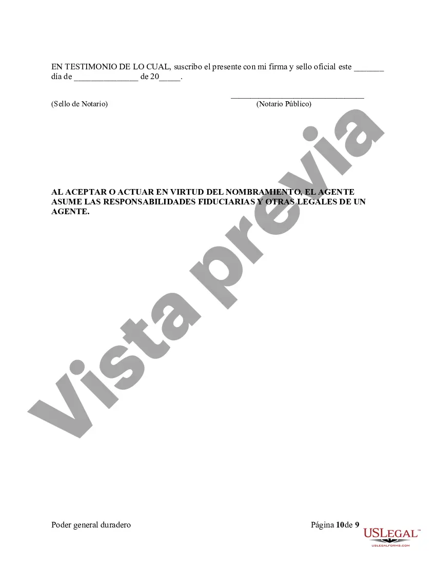 Preview Poder General Duradero para Bienes y Finanzas o Financiero Efectivo Inmediatamente