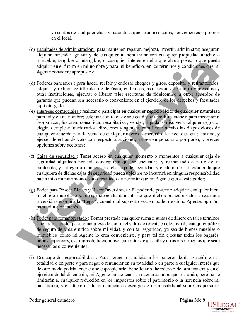 Preview Poder General Duradero para Bienes y Finanzas o Financiero Efectivo Inmediatamente