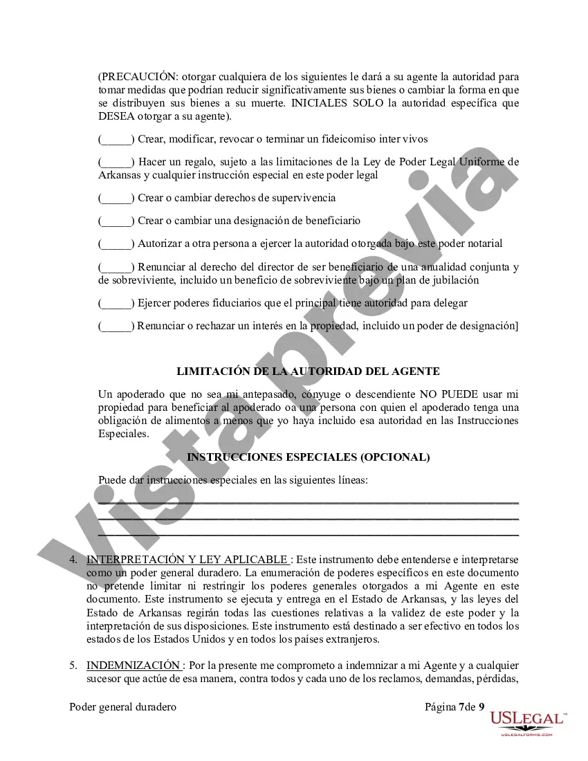 Preview Poder General Duradero para Bienes y Finanzas o Financiero Efectivo Inmediatamente