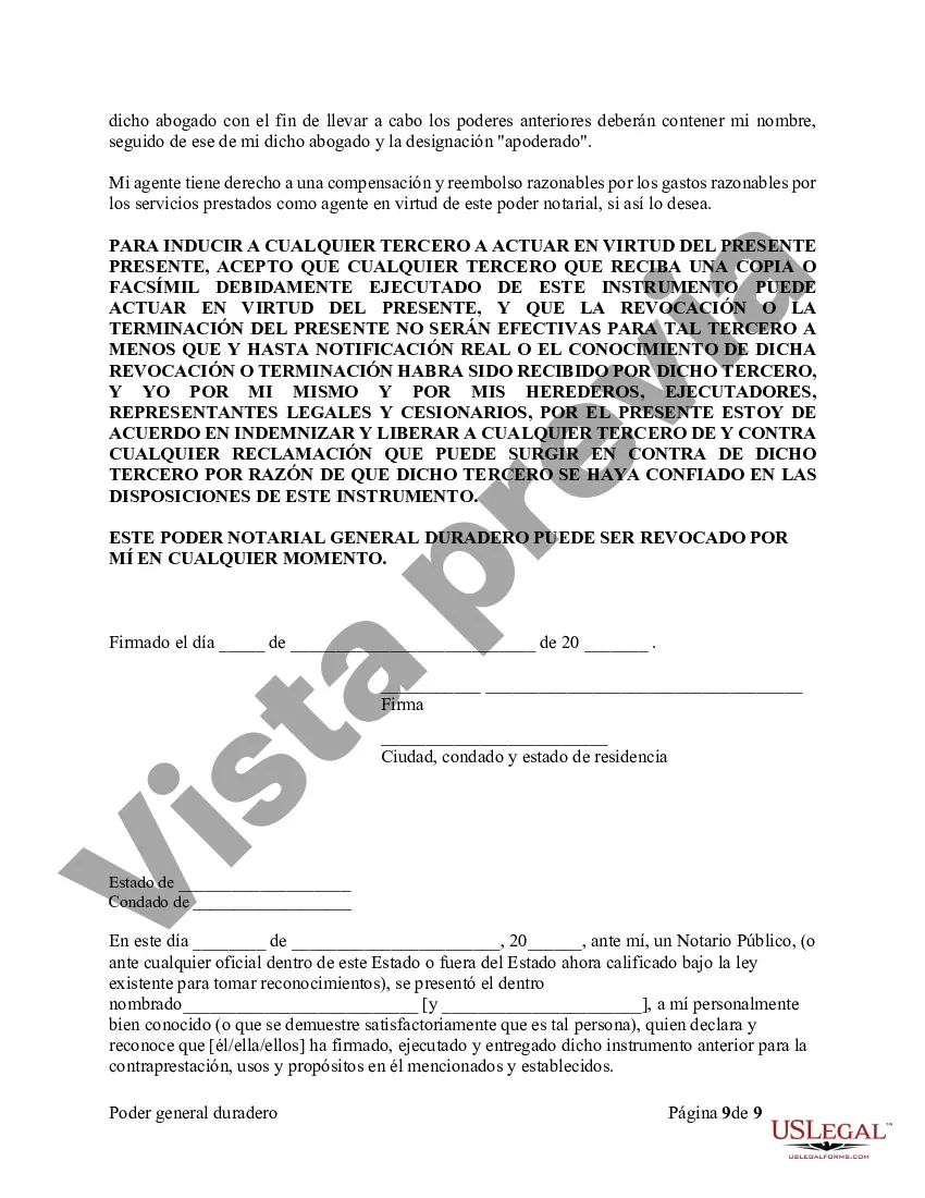 Preview Poder General Duradero para Bienes y Finanzas o Financiero Efectivo Inmediatamente