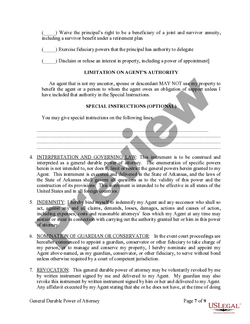 Preview General Durable Power of Attorney for Property and Finances or Financial Effective Immediately