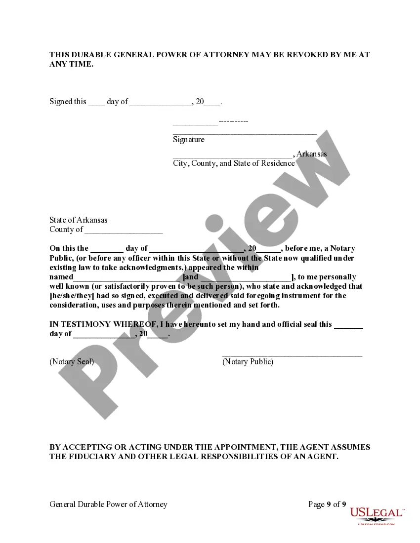 Preview General Durable Power of Attorney for Property and Finances or Financial Effective Immediately