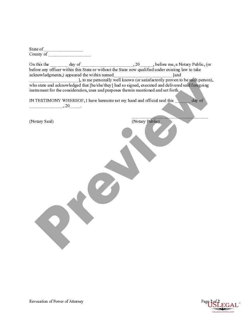 Preview Revocation of General Durable Power of Attorney