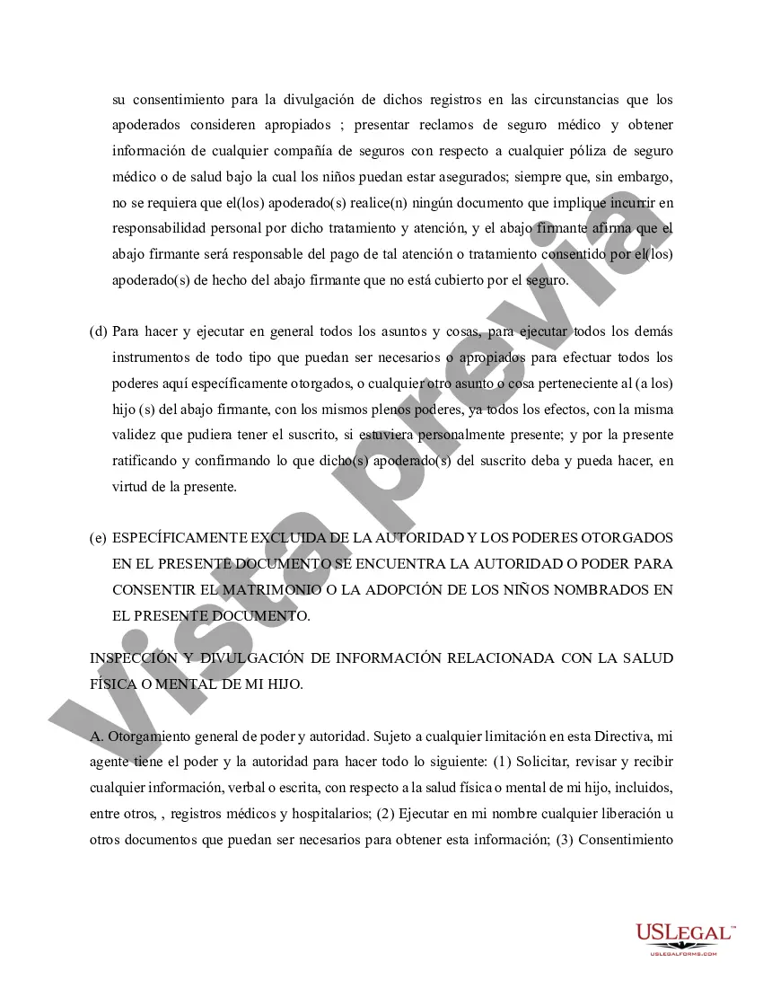 Preview Poder Notarial para el Cuidado y Custodia del Niño o Niños