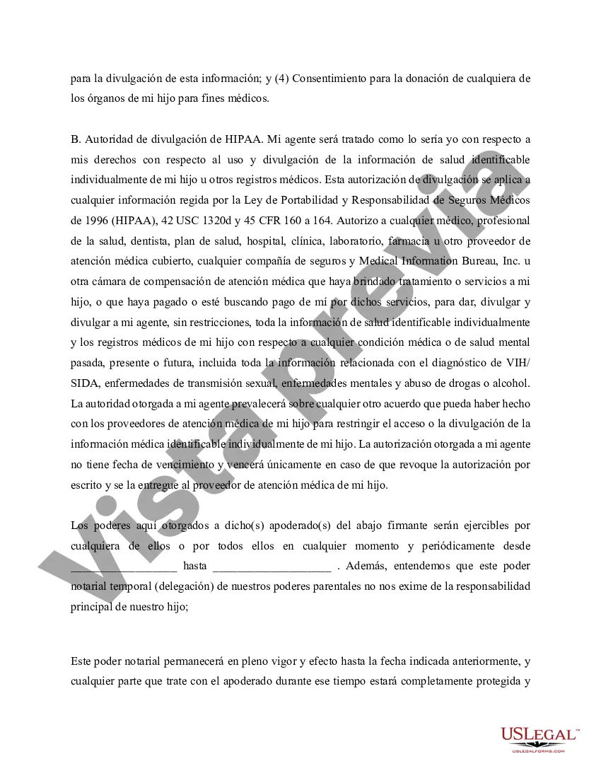 Preview Poder Notarial para el Cuidado y Custodia del Niño o Niños