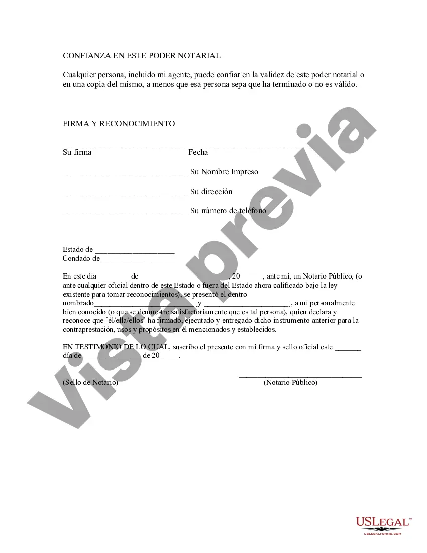 Preview Formulario estatutario Poder notarial para bienes - Disposiciones duraderas