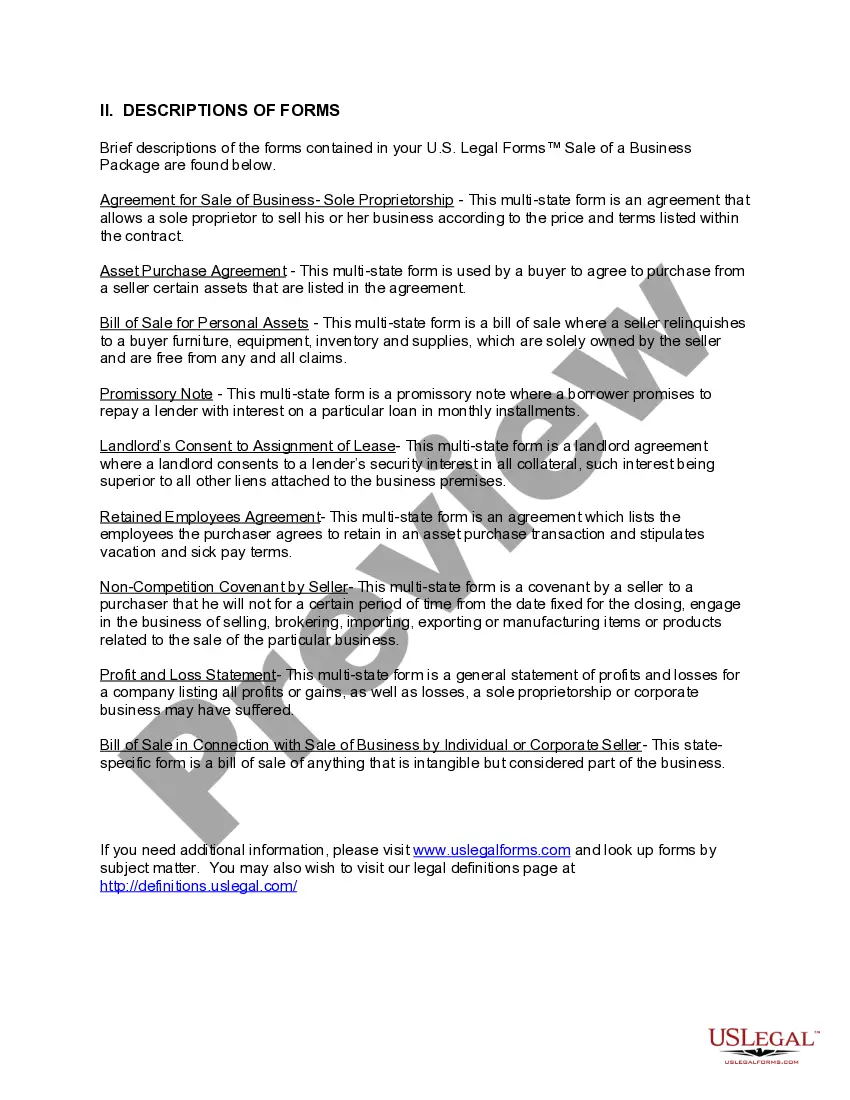 Preview Arkansas Sale of a Business Package