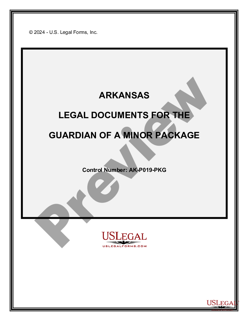 Arkansas Legal Documents for the Guardian of a Minor Package