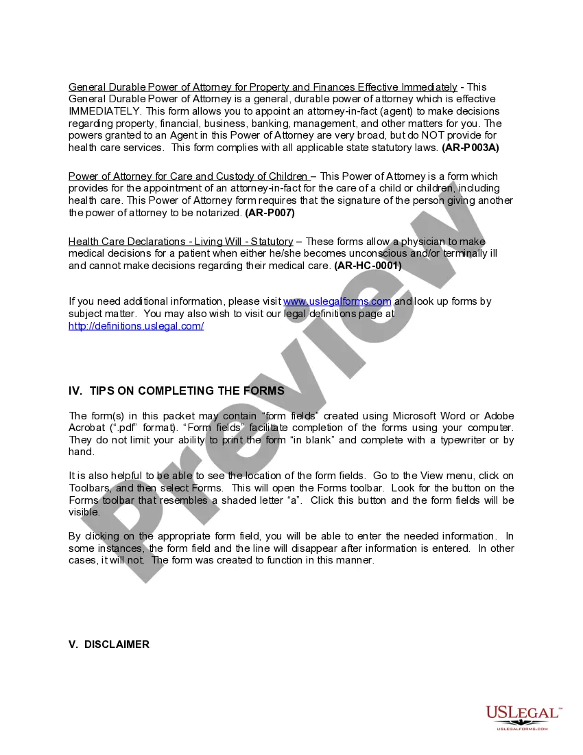 Preview Arkansas Power of Attorney Forms Package