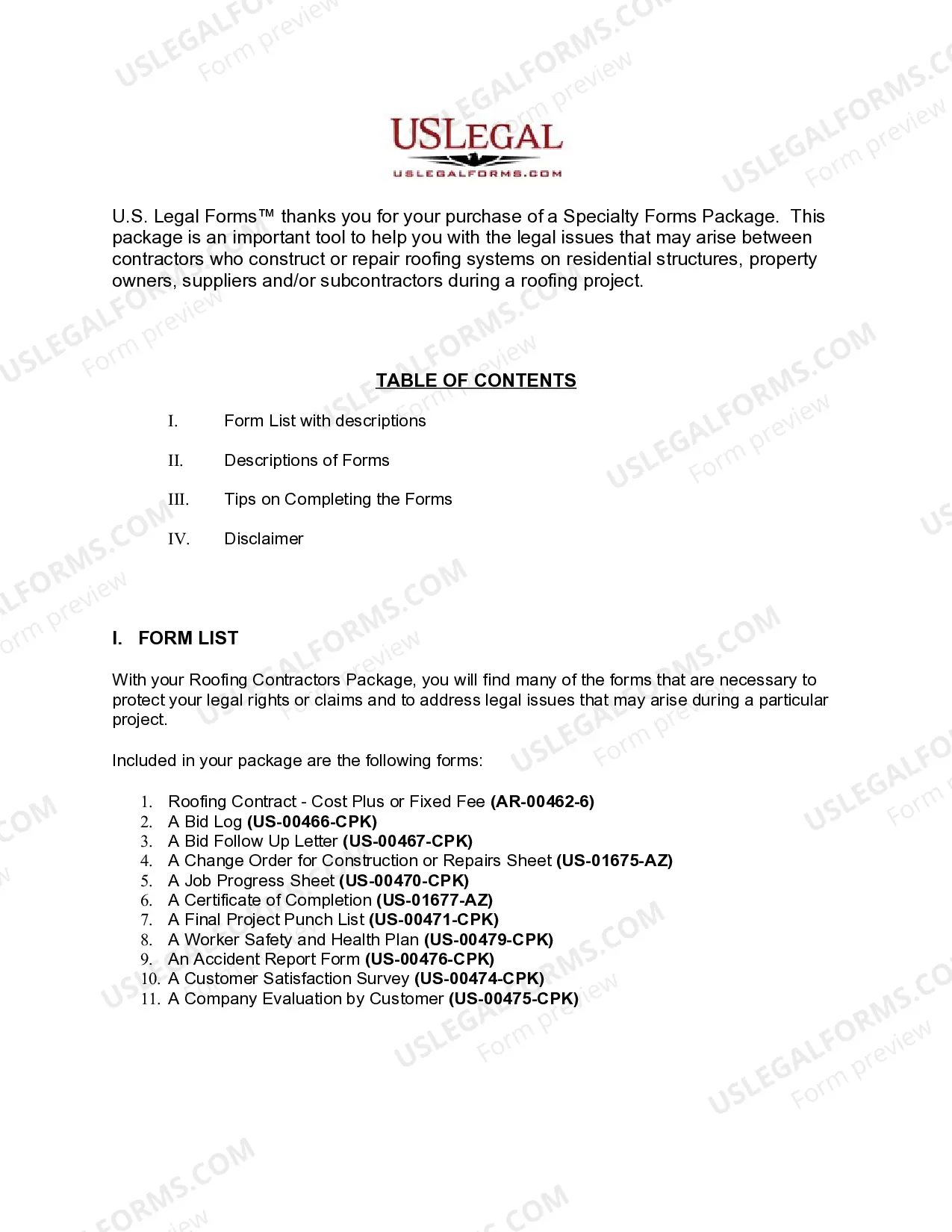 Preview Arkansas Roofing Contractor Package