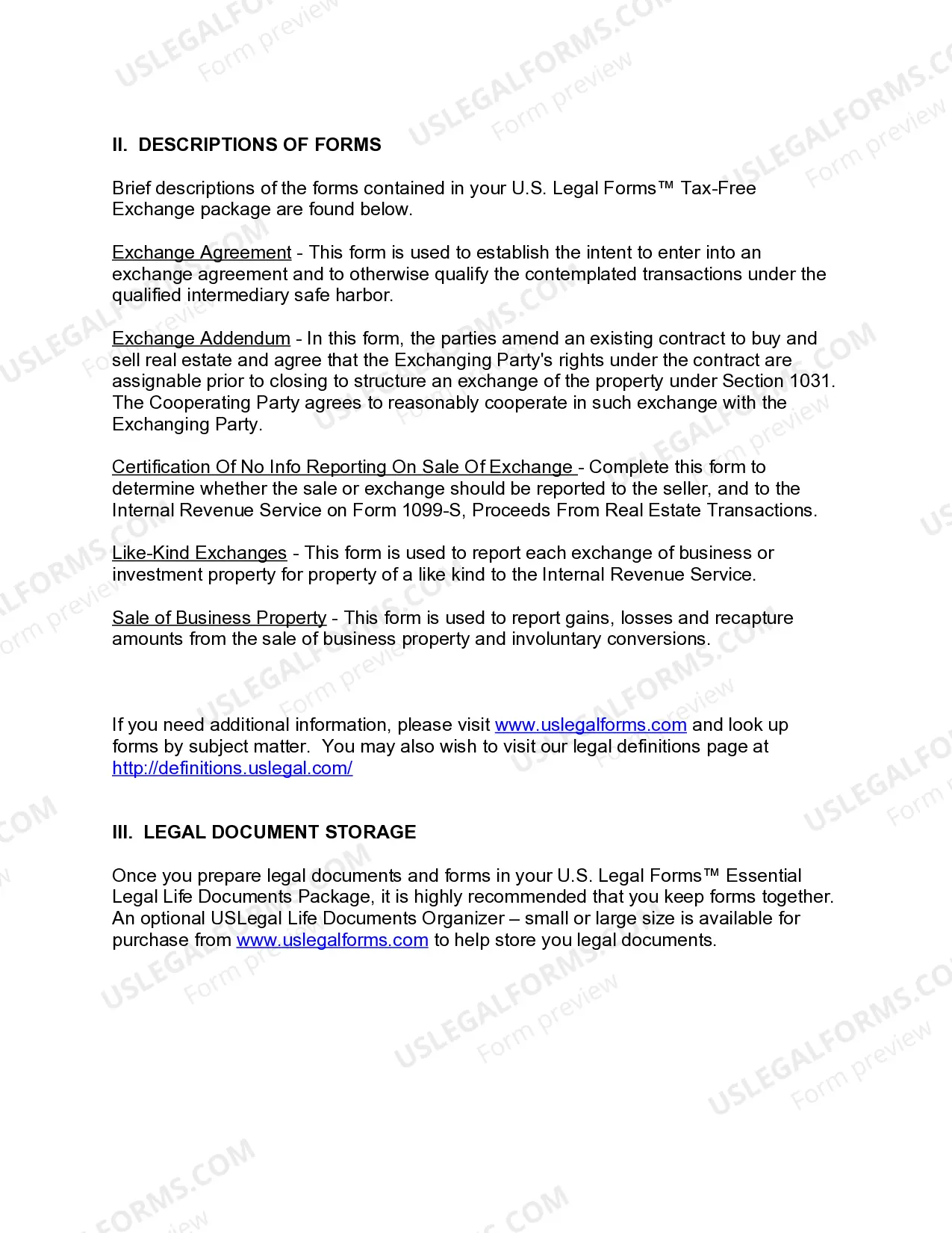 Preview Arkansas Tax Free Exchange Package