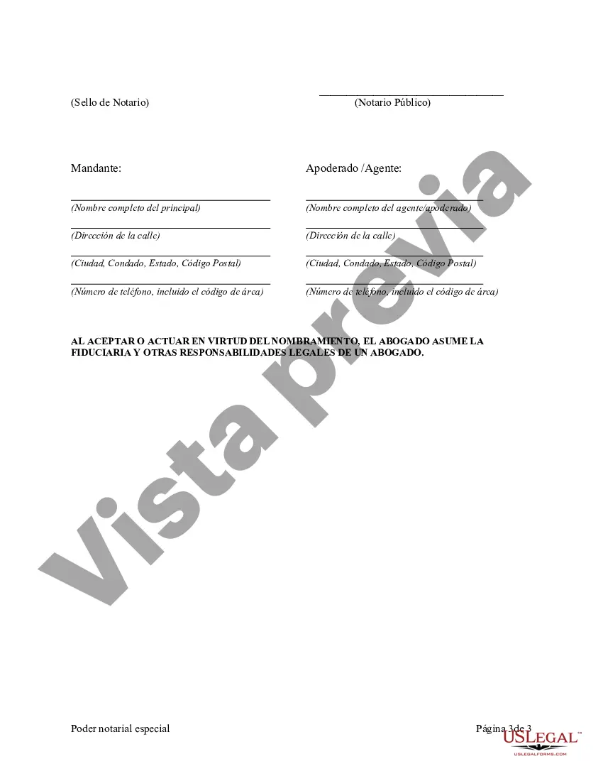 Preview Poder notarial especial o limitado para transacciones de venta de bienes raíces por parte del vendedor