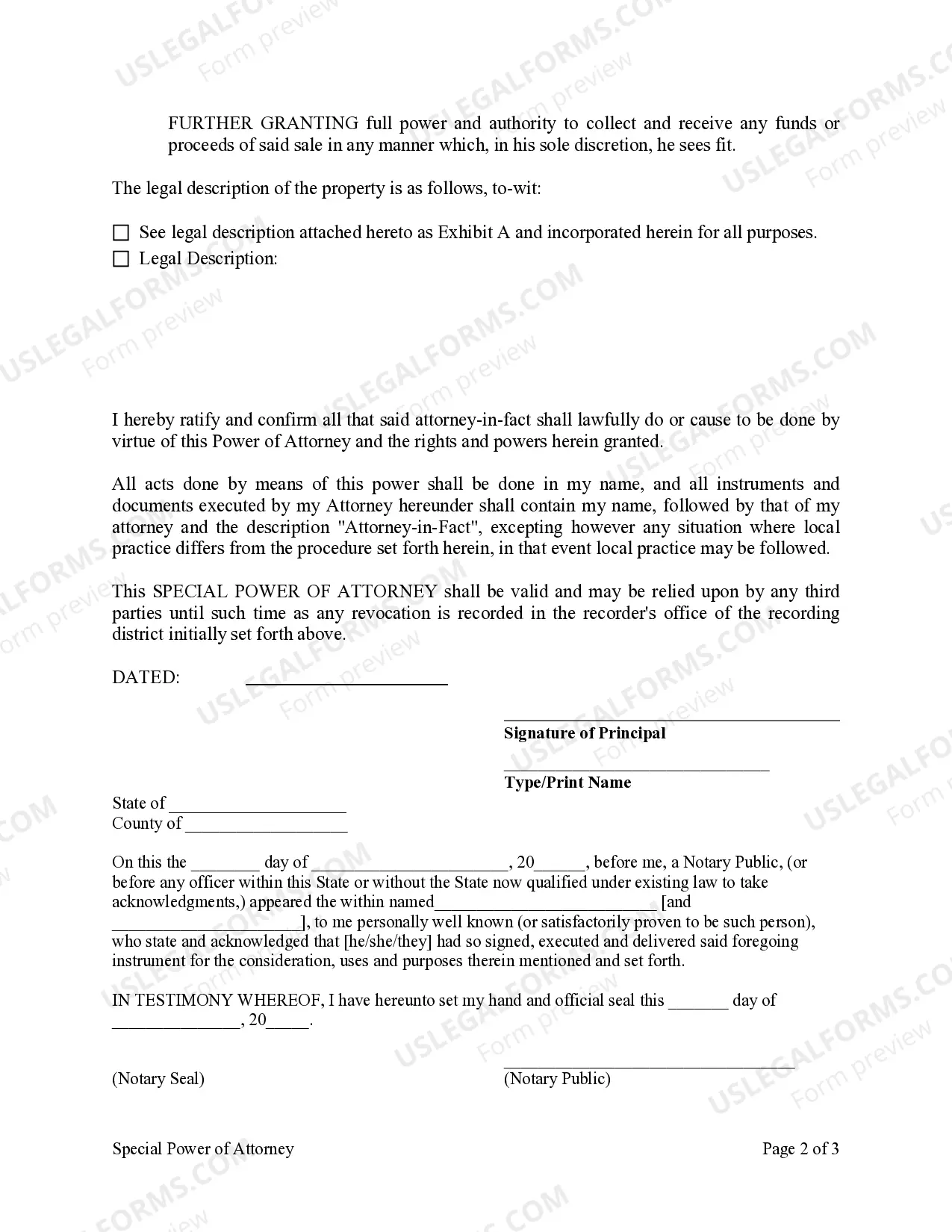 Preview Special or Limited Power of Attorney for Real Estate Sales Transaction By Seller