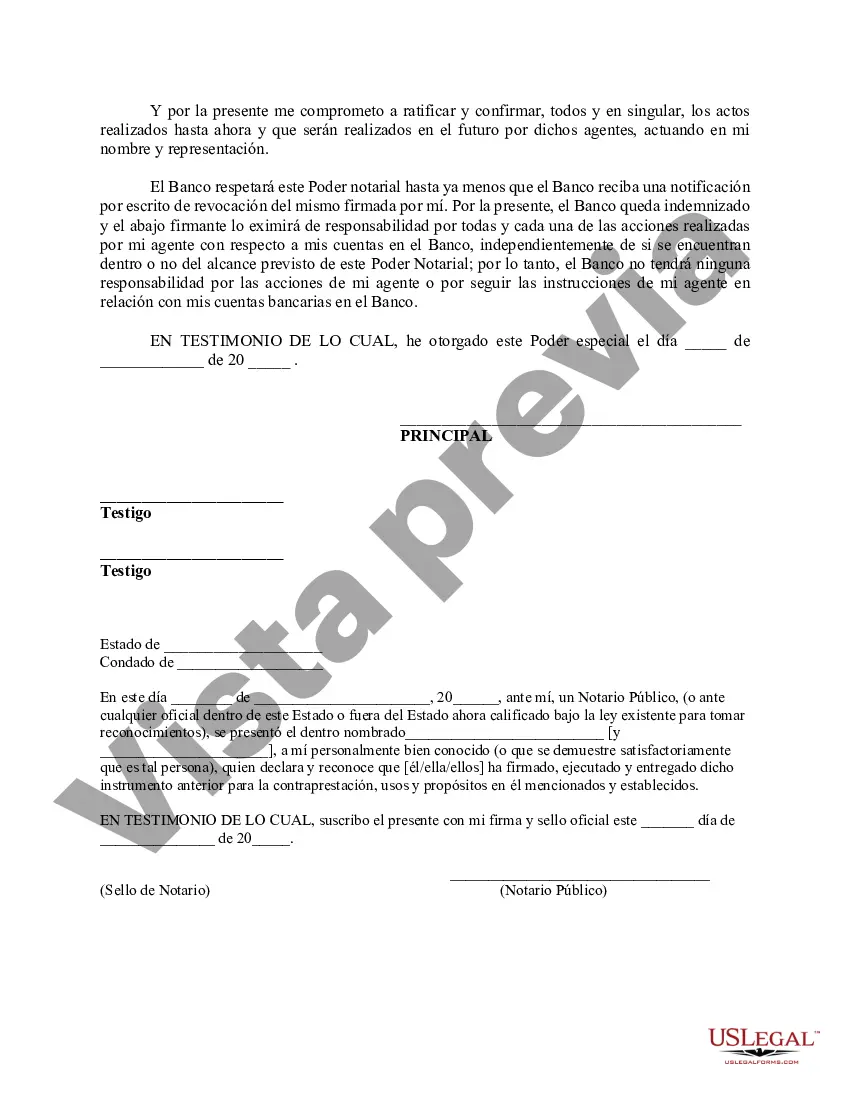 Preview Poder especial duradero para asuntos de cuentas bancarias
