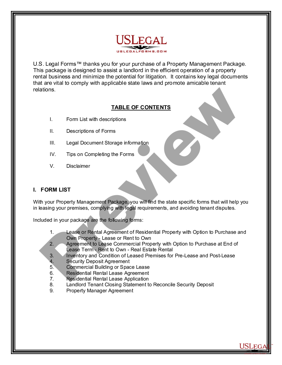 page 1 Arkansas Property Management Package preview