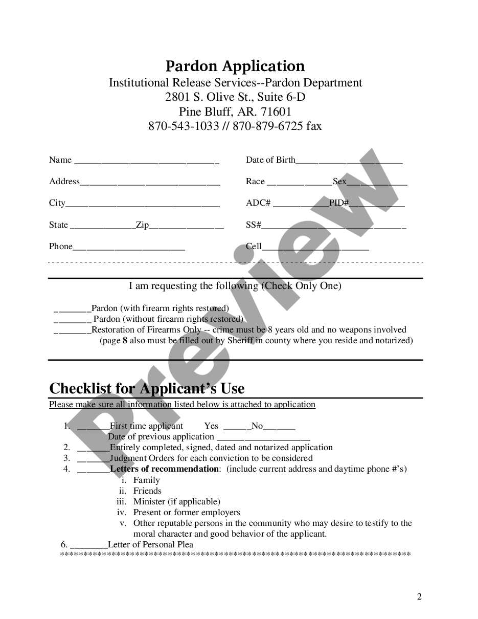 Arkansas Pardon Application Felony Pardon Letter Sample Us Legal Forms 9911