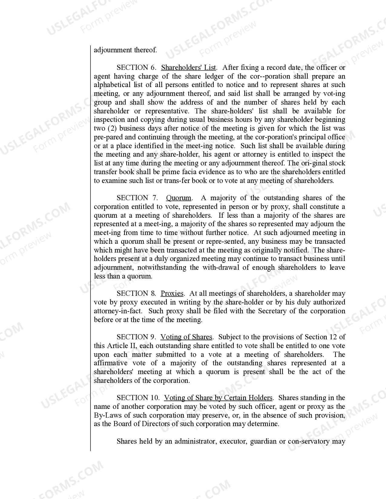 Preview Sample Bylaws for an Arkansas Professional Corporation