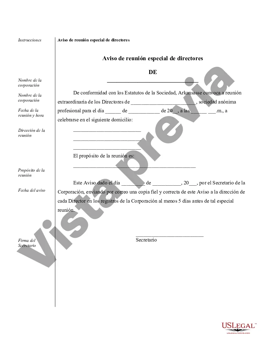 Preview Ejemplos de registros corporativos para una corporación profesional de Arkansas