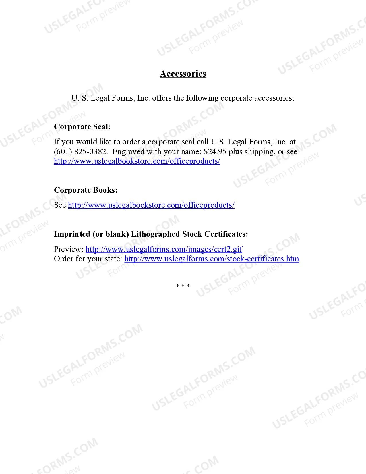 Preview Sample Corporate Records for an Arkansas Professional Corporation