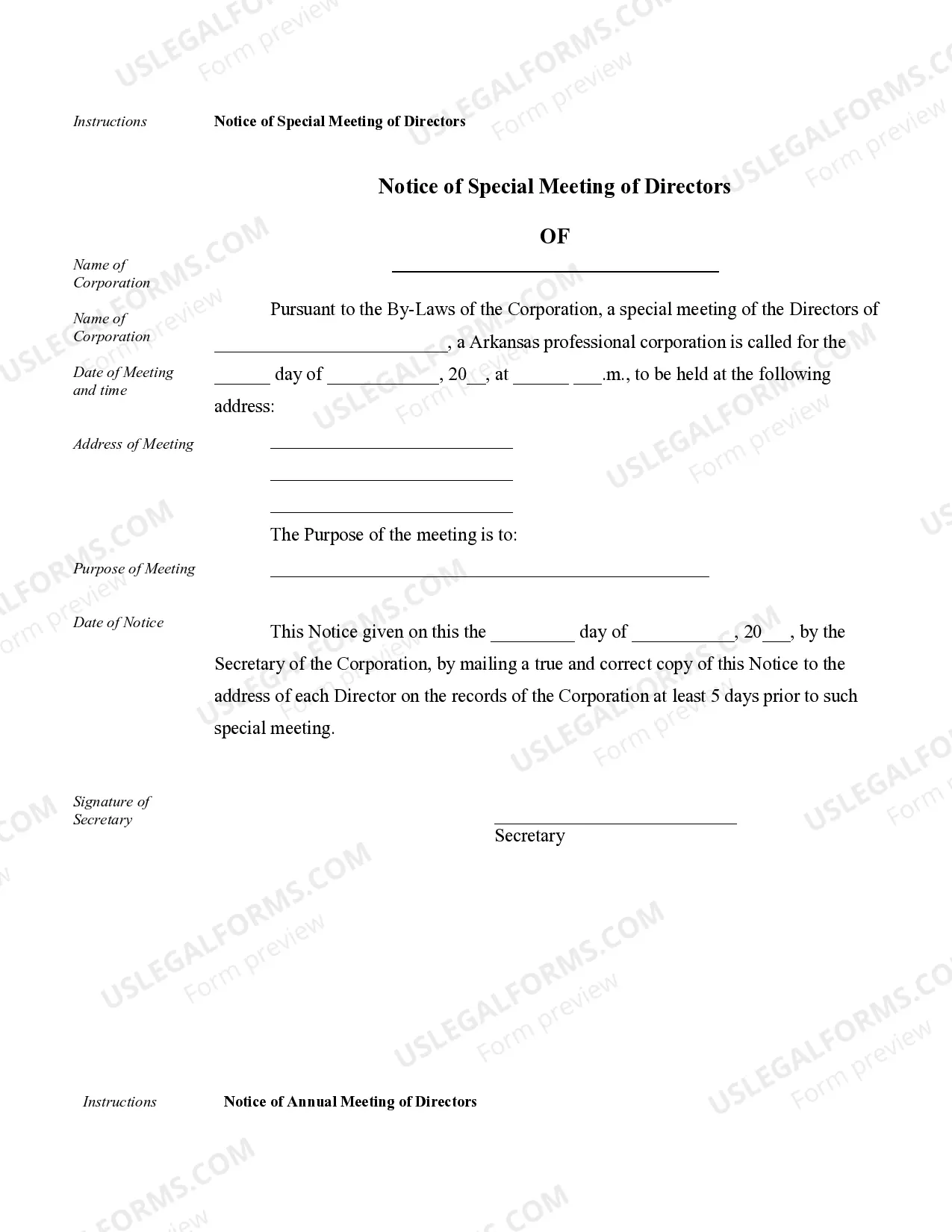 Preview Sample Corporate Records for an Arkansas Professional Corporation