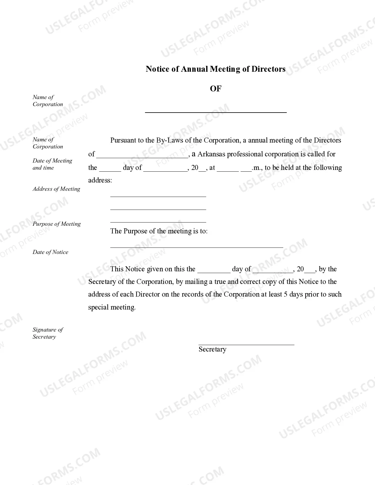 Preview Sample Corporate Records for an Arkansas Professional Corporation