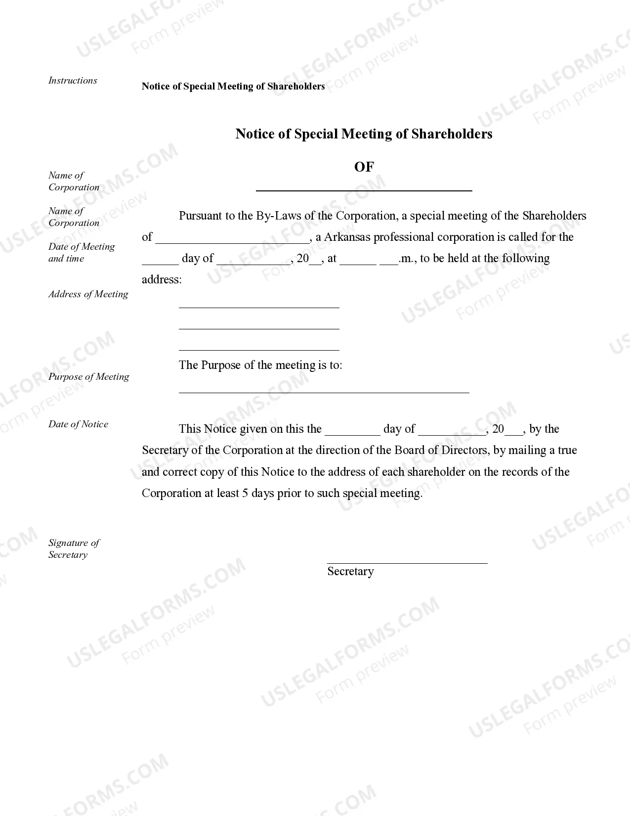 Preview Sample Corporate Records for an Arkansas Professional Corporation