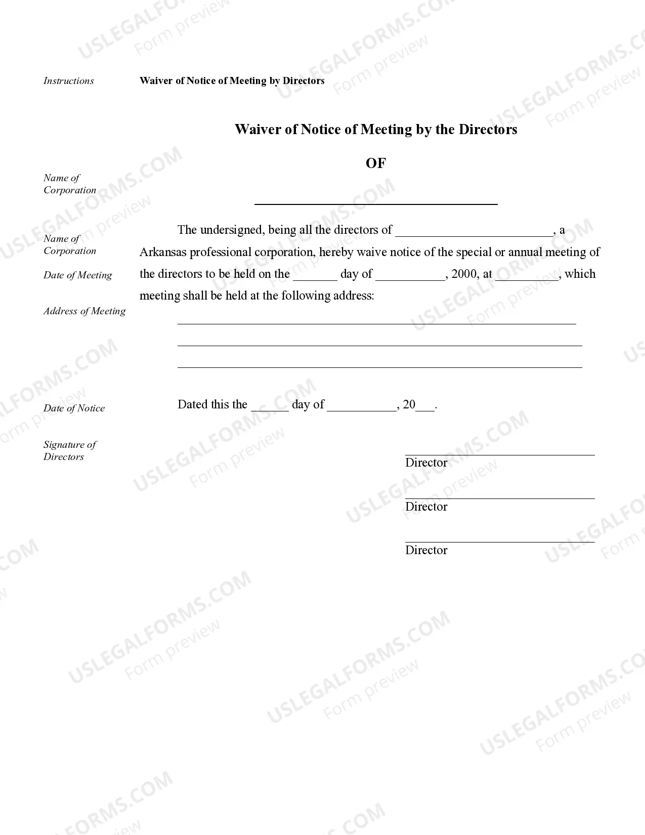 Preview Sample Corporate Records for an Arkansas Professional Corporation