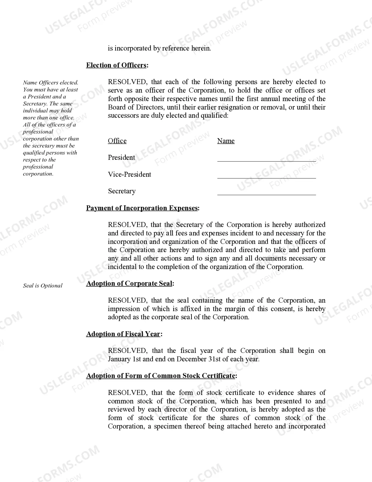 Preview Sample Organizational Minutes for an Arkansas Professional Corporation