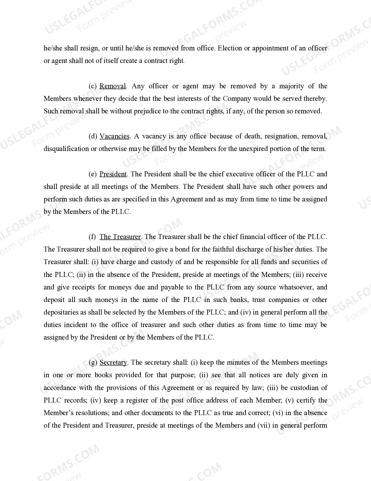 Preview Sample Operating Agreement for Professional Limited Liability Company PLLC