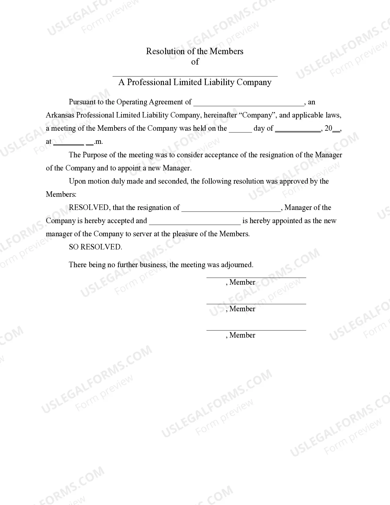 Preview PLLC Notices and Resolutions