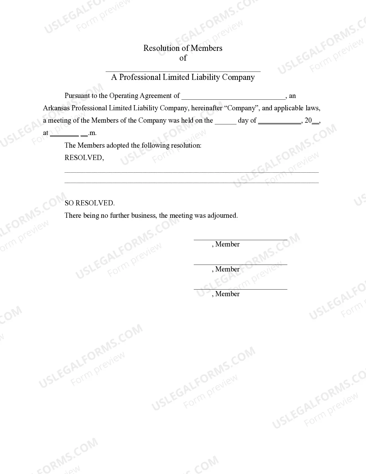 Preview PLLC Notices and Resolutions