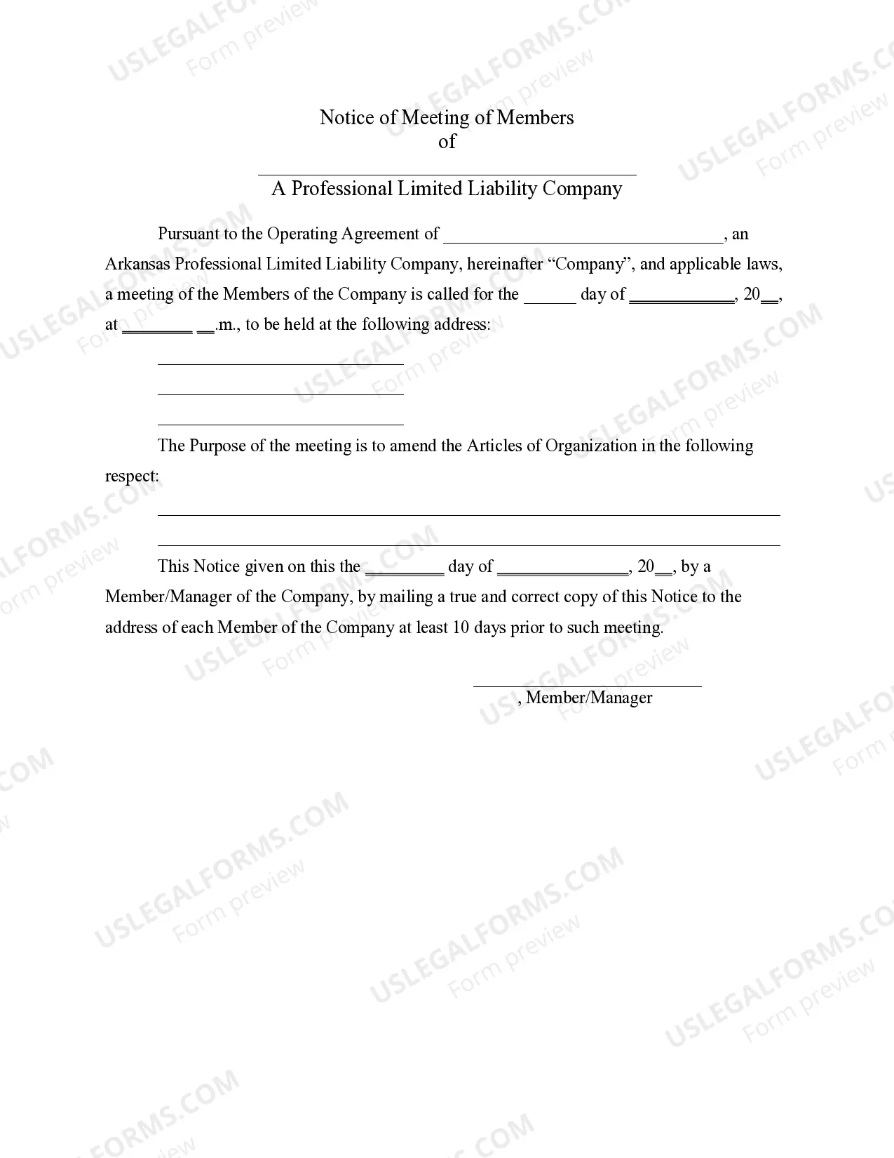 Preview PLLC Notices and Resolutions