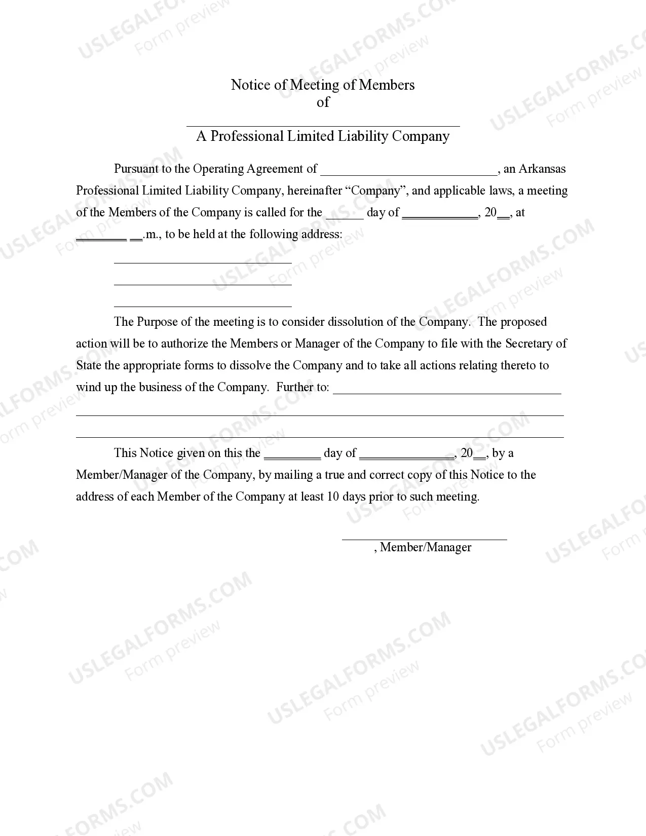 Preview PLLC Notices and Resolutions