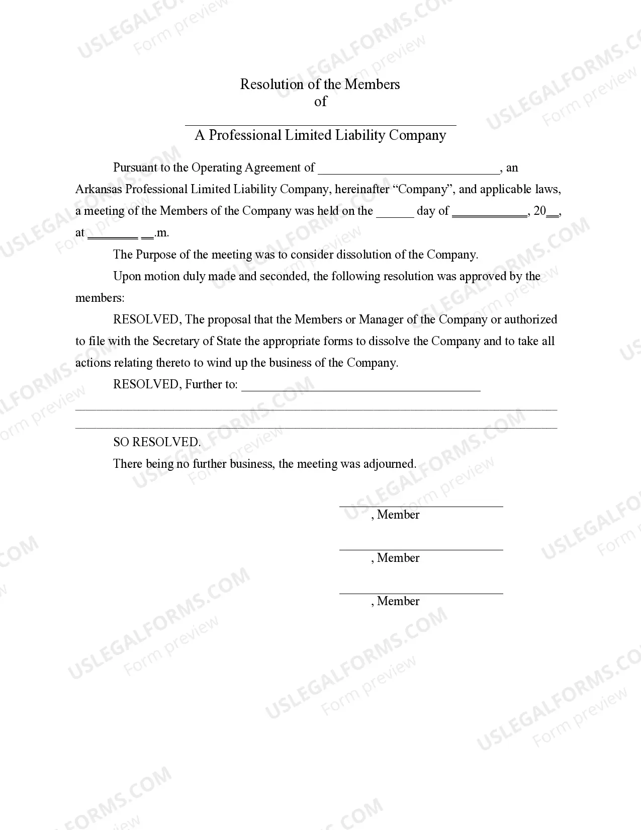 Preview PLLC Notices and Resolutions