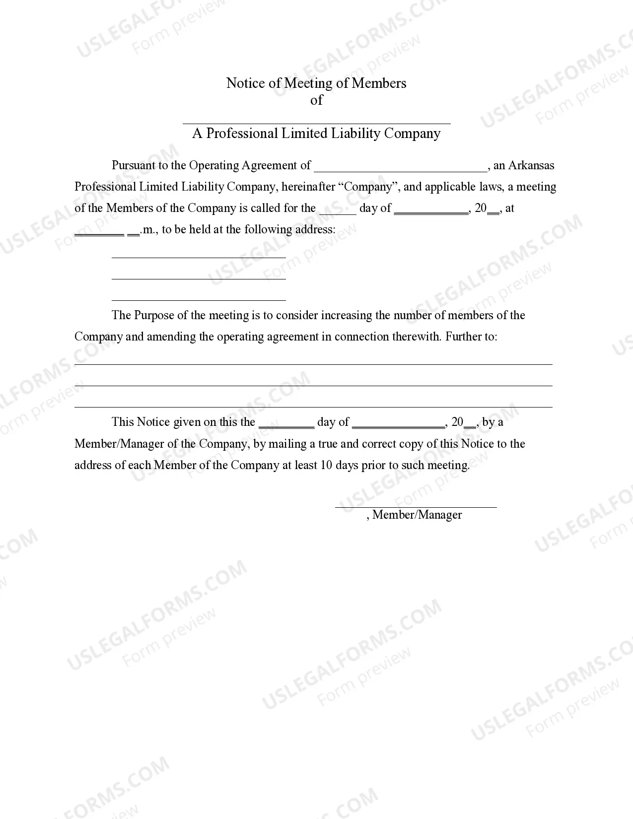 Preview PLLC Notices and Resolutions