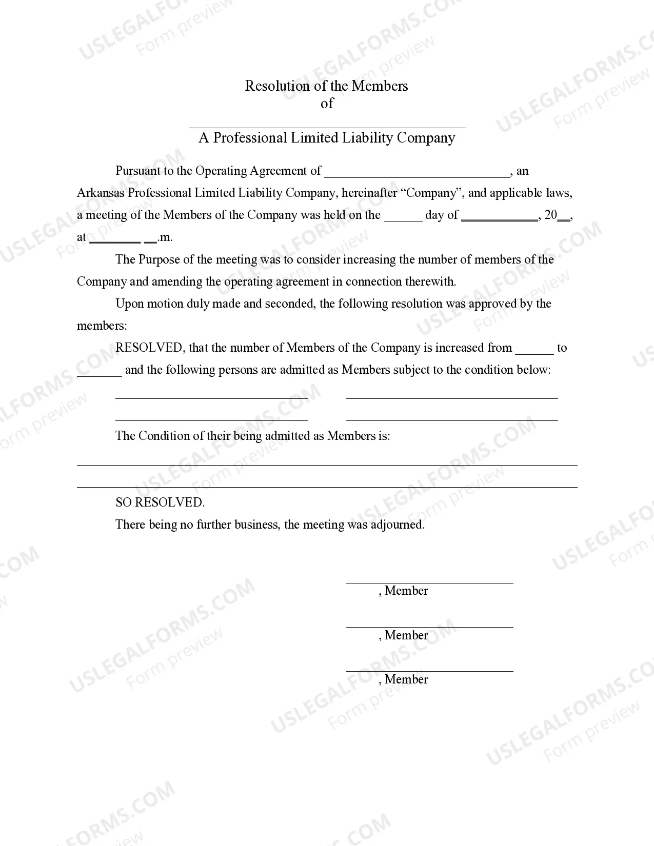 Preview PLLC Notices and Resolutions