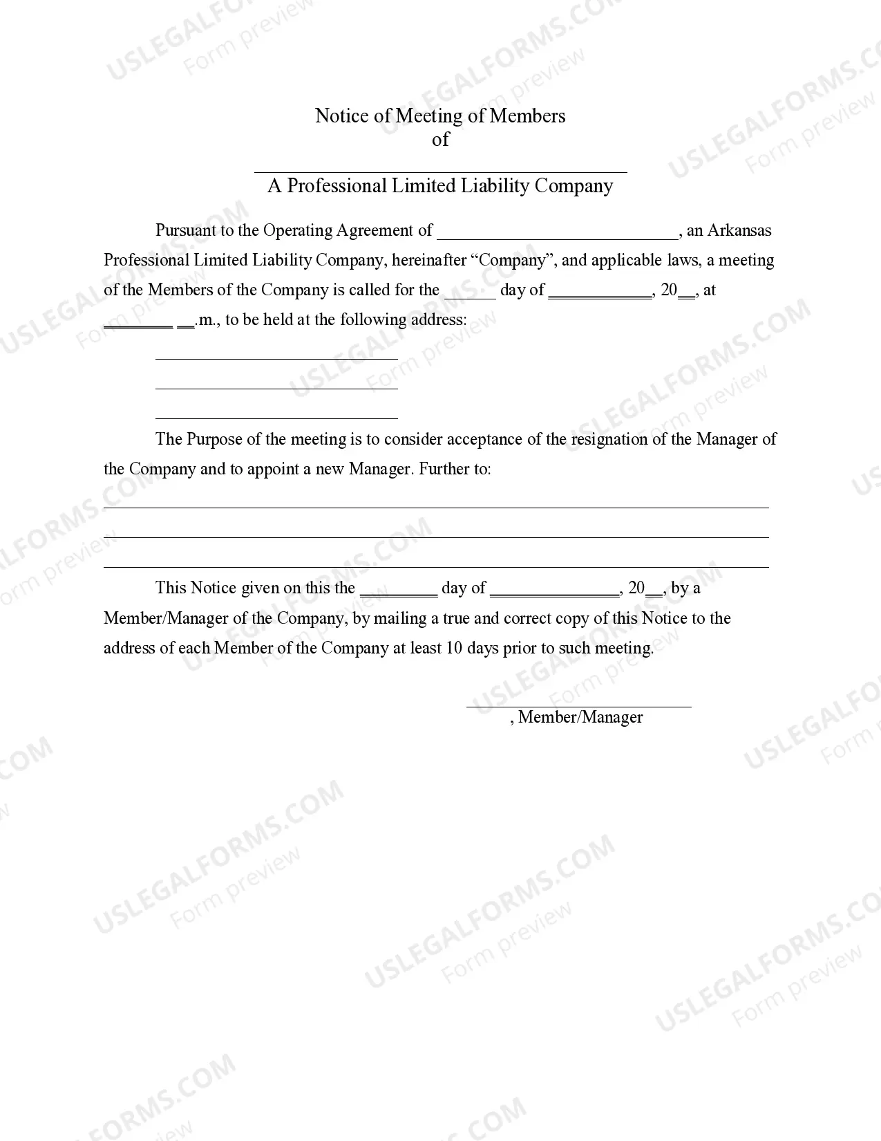 Preview PLLC Notices and Resolutions