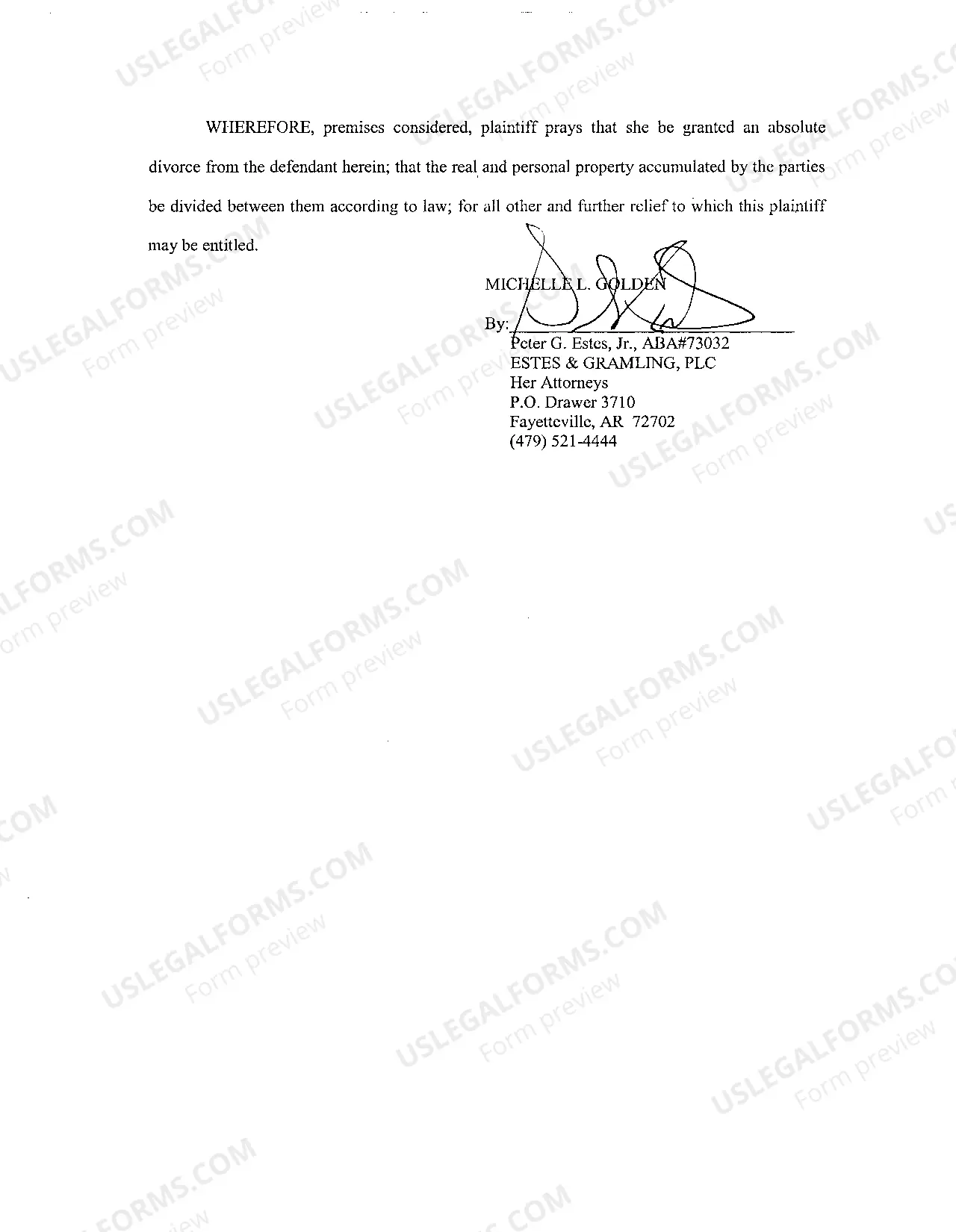 Preview A02 Divorce Complaint with No Children