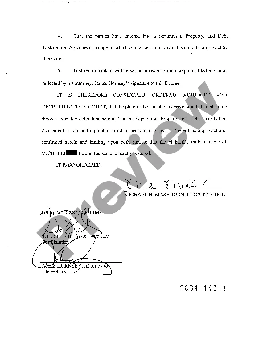 Preview A07 Divorce Decree on Divorce with No Children