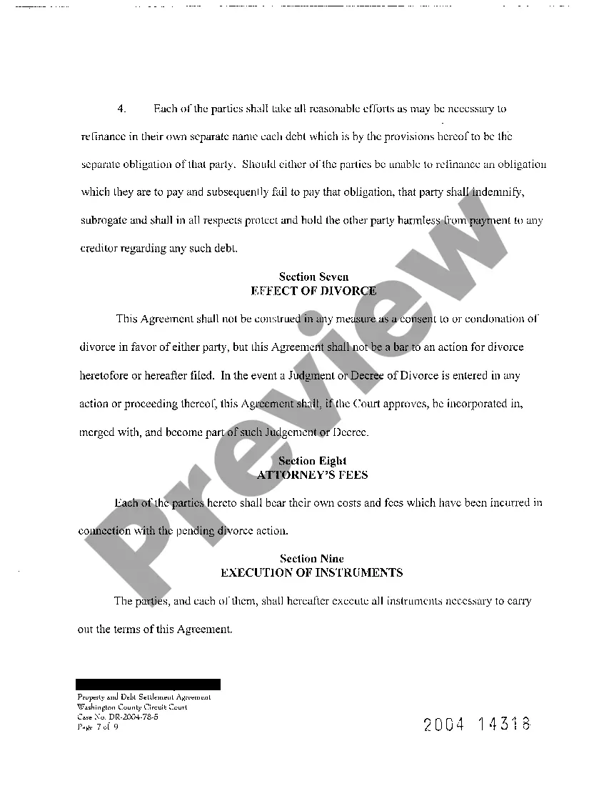 Preview A08 Legal Separation, Property and Debt Distribution Agreement